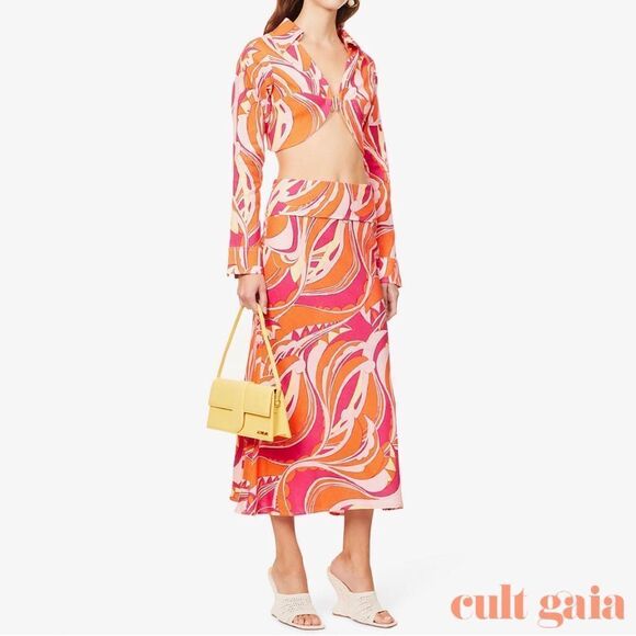 CULT GAIA **NWT** Laith Midi Skirt in Persian Paisley Rose - Fuchsia - Picture 6 of 14